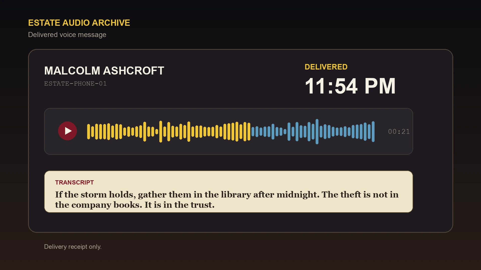 Voice Message spoiler-safe evidence preview.